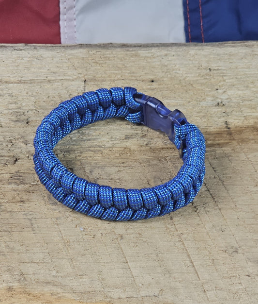 Women's Fishtail Weave Paracord Bracelet – Nimue Blue – Clear Blue, Plastic, Buckle