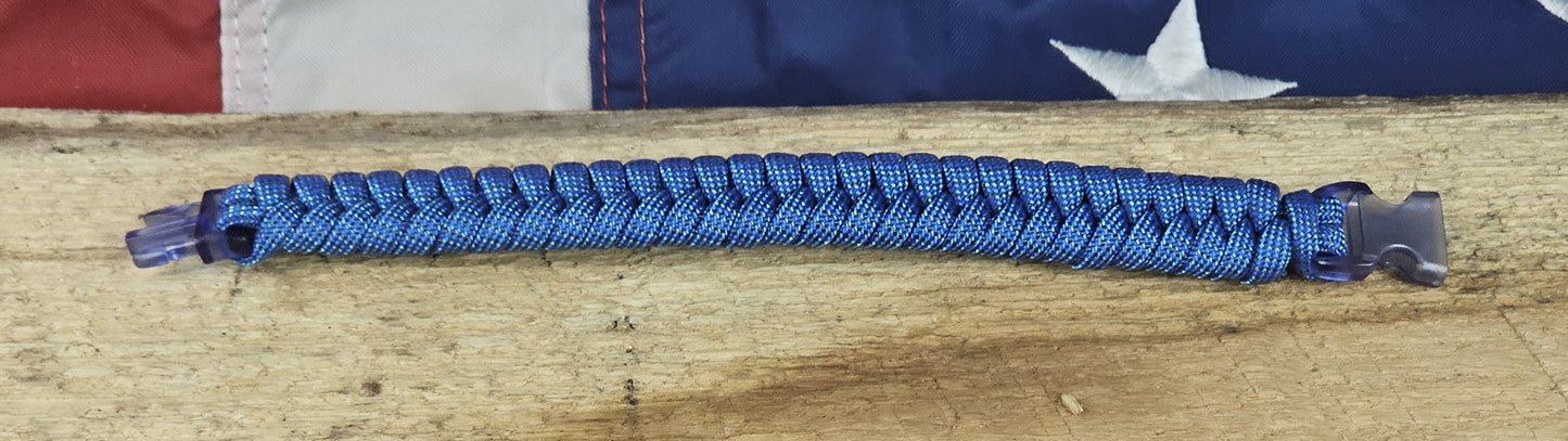 Women's Fishtail Weave Paracord Bracelet – Nimue Blue – Clear Blue, Plastic, Buckle