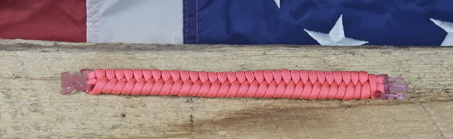 Women's Fishtail Weave Paracord Bracelet – Pink – Clear Pink, Plastic, Buckle