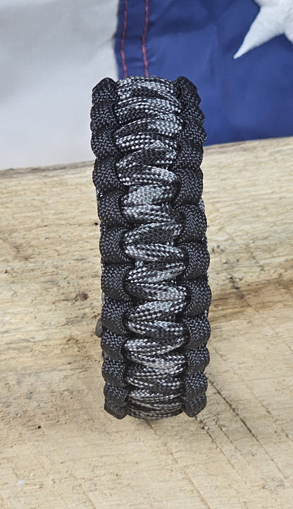 Men's Cobra Weave Paracord Bracelet – Gray Camo - Black Trim - Black, Plastic, Buckle