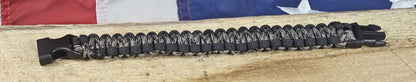 Men's Cobra Weave Paracord Bracelet – Platinum Camo - Black Trim - Black, Plastic, Buckle