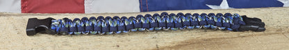 Men's Cobra Weave Paracord Bracelet – Blue/Green Camo - Dark Blue Trim - Black, Plastic, Buckle