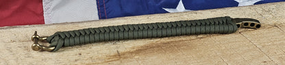 Men's Fishtail Weave Paracord Bracelet - OD Green - Bronze Metal Shackle