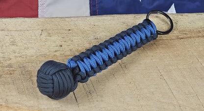 Monkey Fist Keychain - Space Blue / Nimue Blue - Cobra Weave Wrap - Gunmetal Keyring