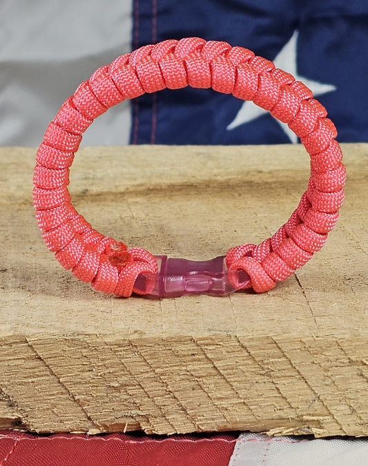 Women's Fishtail Weave Paracord Bracelet – Pink – Clear Pink, Plastic, Buckle
